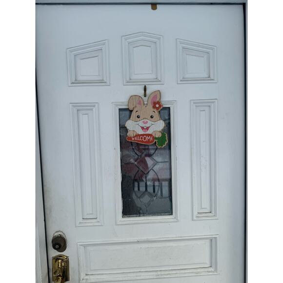 Farmhouse Easter Bunny Carrot Hanging Sign Spring Wall Front Door Porch Decor - Picture 6 of 6